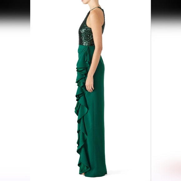 Badgley Mishka Green Sequin Gown Size 16 - Picture 7 of 8